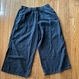 Patagonia dark gray/faded black wide leg cropped cotton-linen blend pants